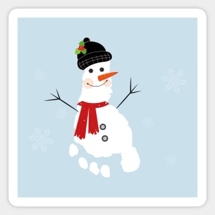 Snowman with baby foot print Sticker